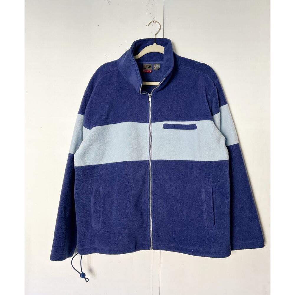 Blue Colorblock Y2K Fleece Jacket